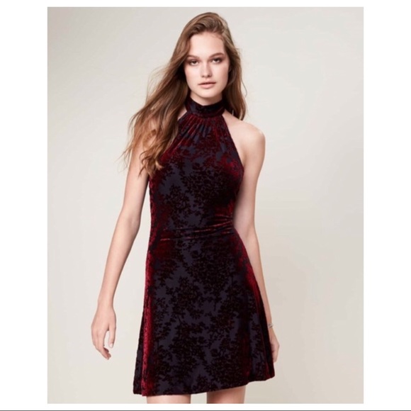 DRESS THE POPULATION VELVET HALTER MINI DRESS - Picture 8 of 8